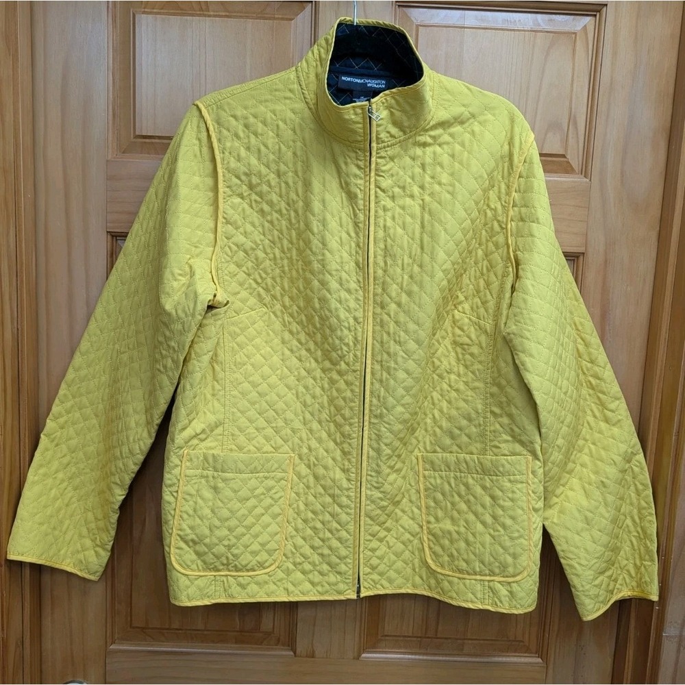 Norton McNaughton Women's 1X Quilted Full Zip Pockets Jacket Blazer Yellow